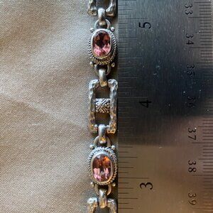 SARDA 4.08ctw Oval Morganite Color Mystic Topaz(r) Silver Bracelet - Size 7